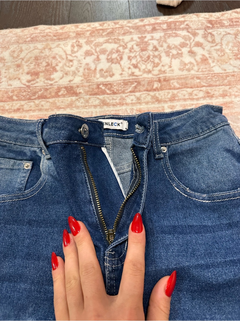 Mid Length 🫐 Jean Skirt W/ Slit - Picture 5 of 12
